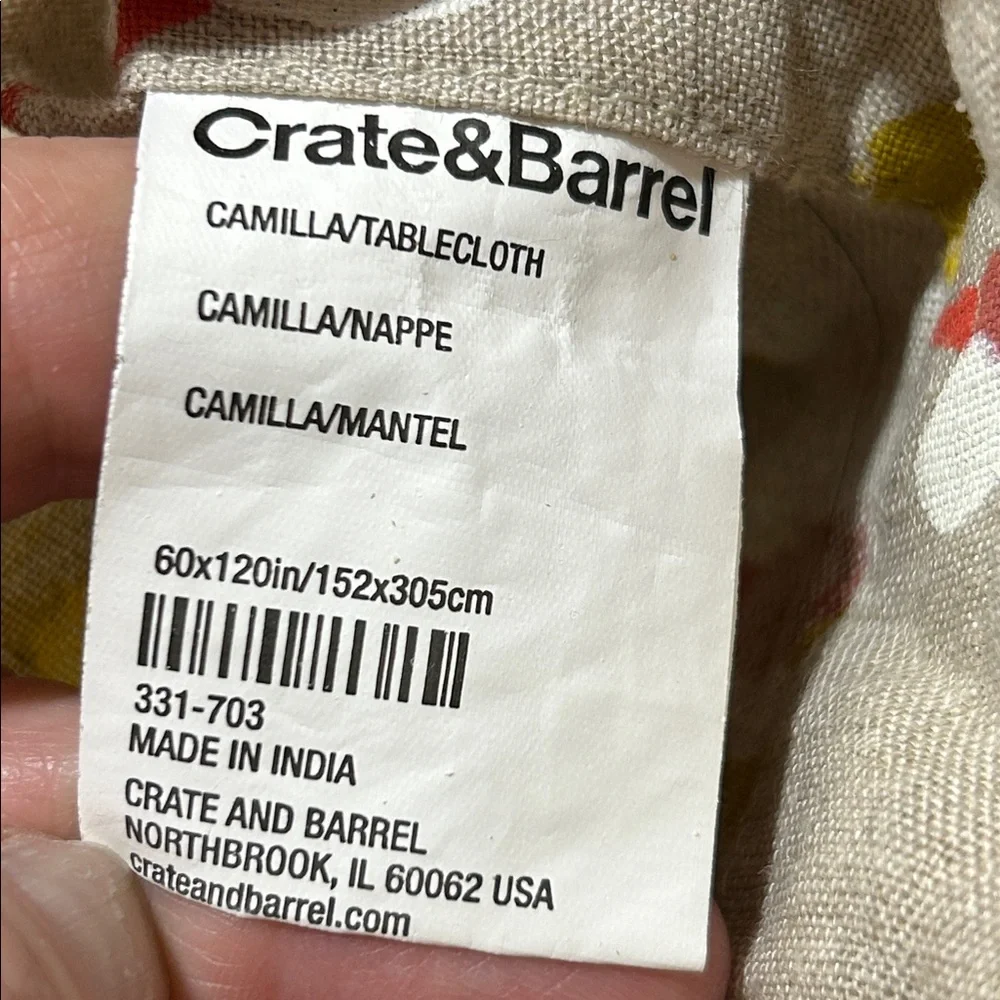 Crate & Barrel Camilla Linen Tablecloth 60 x 120